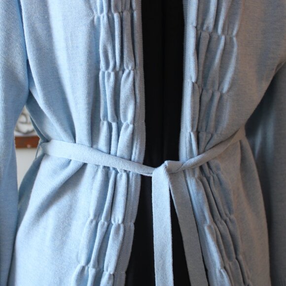 Peter Millar Long Cashmere Cardigan Sweater with Tie Light Blue XL New - Picture 3 of 11